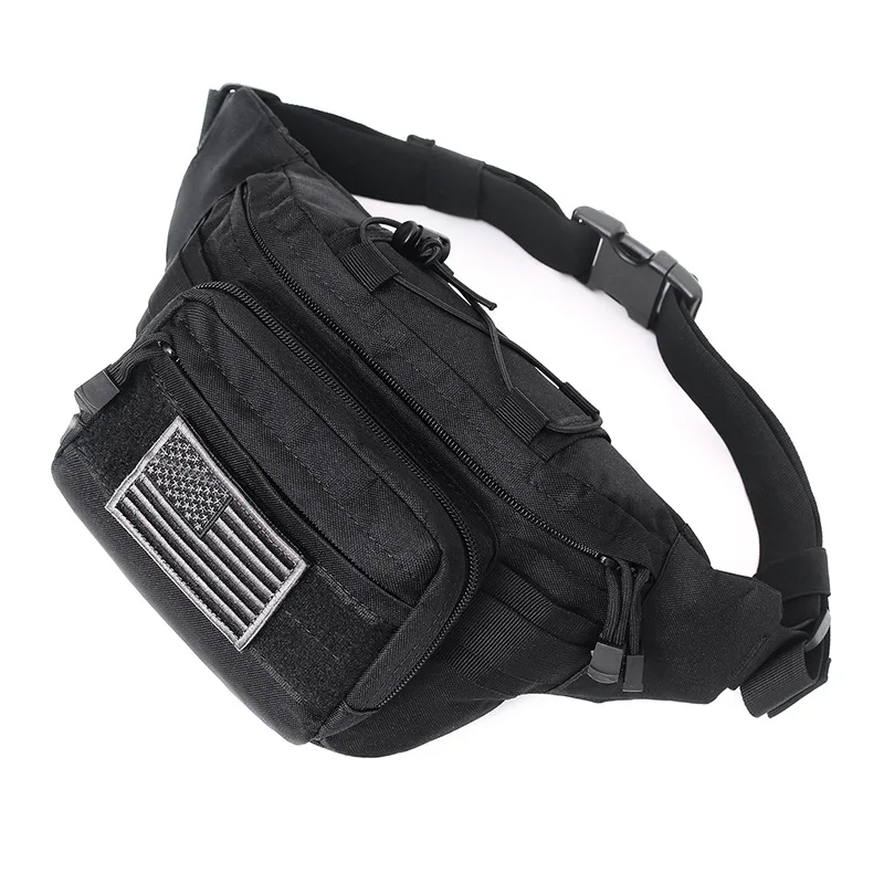 Tactical Fanny Pack Waist Bag Hip Belt Bumbag Utility Bags for Outdoor Hiking Climbing Fishing with U.S Patch