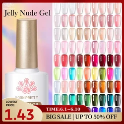 BORN PRETTY 10 ml Jelly Nude Gel-Nagellack, 50 Farben, halbtransparent, Nagelkunst-Nagelzubehör, Soak Off UV-LED-Nagellack für Nägel