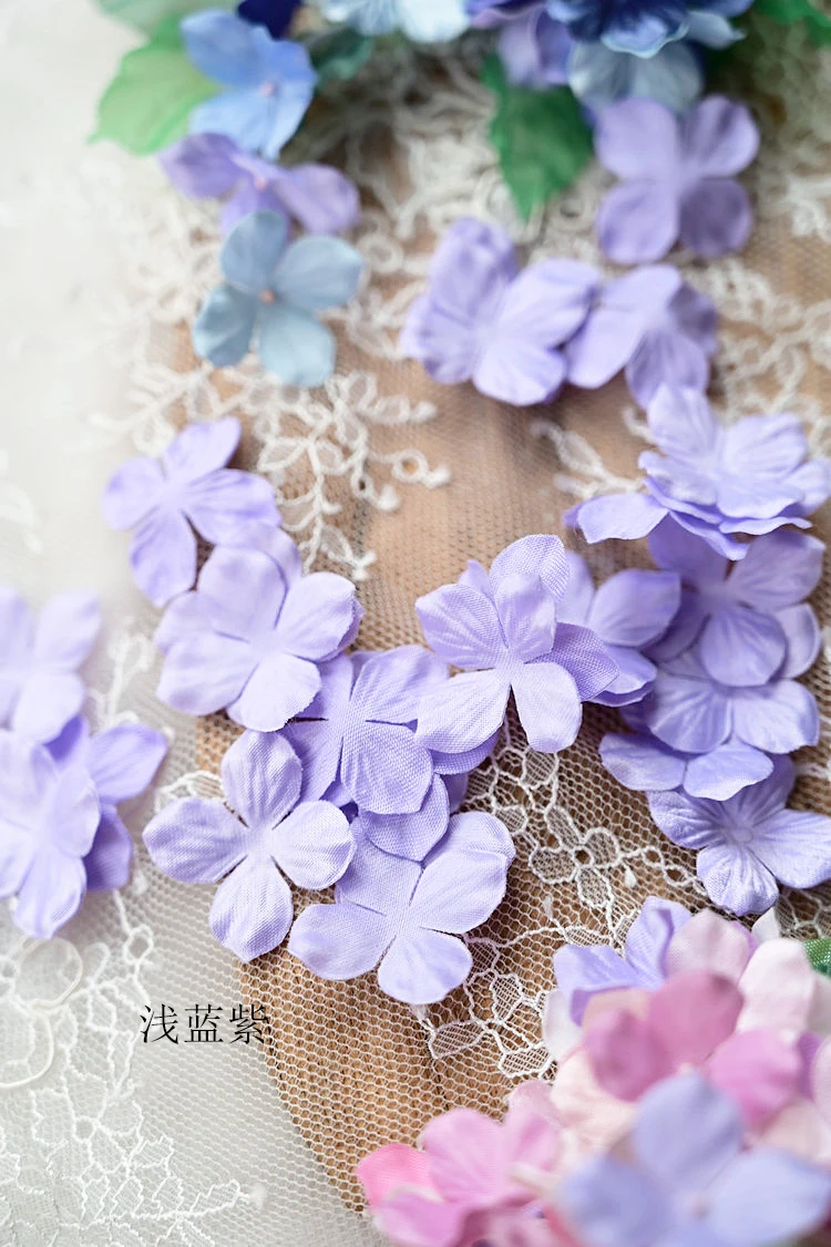 Handgefertigte 3D-geprägte Satin-Hortensienblütenblätter, Hochzeitskleid, Kopfschmuck, Designer-Accessoires, Babykleidung, Blumen, 2,9 cm – Detail 24