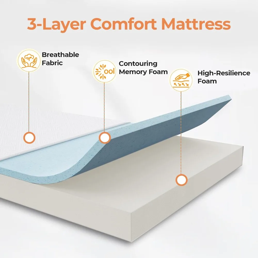 Materac z pianki memory składany - łóżko rozkładane 75x31 dla dorosłych, przenośne i oszczędzające miejsce, wytrzymała metalowa rama z kółkami, idealny