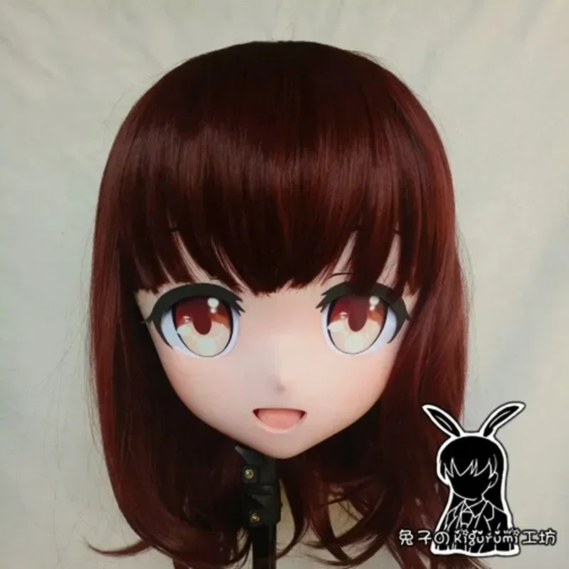 (Rabbit 62) Full Head Crossdress Girl BJD Doll Mask COS Cartoon Anime Realistyczna silikonowa maska Menhera Chan Cosplay Kigurumi Cros