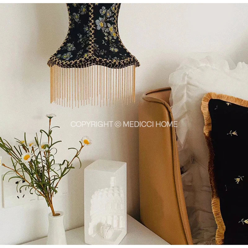 Medicci Home Rocco vittoriano Boho soffitto di lusso lampada a sospensione paralume floreale tamburo copertura della luce a sospensione per