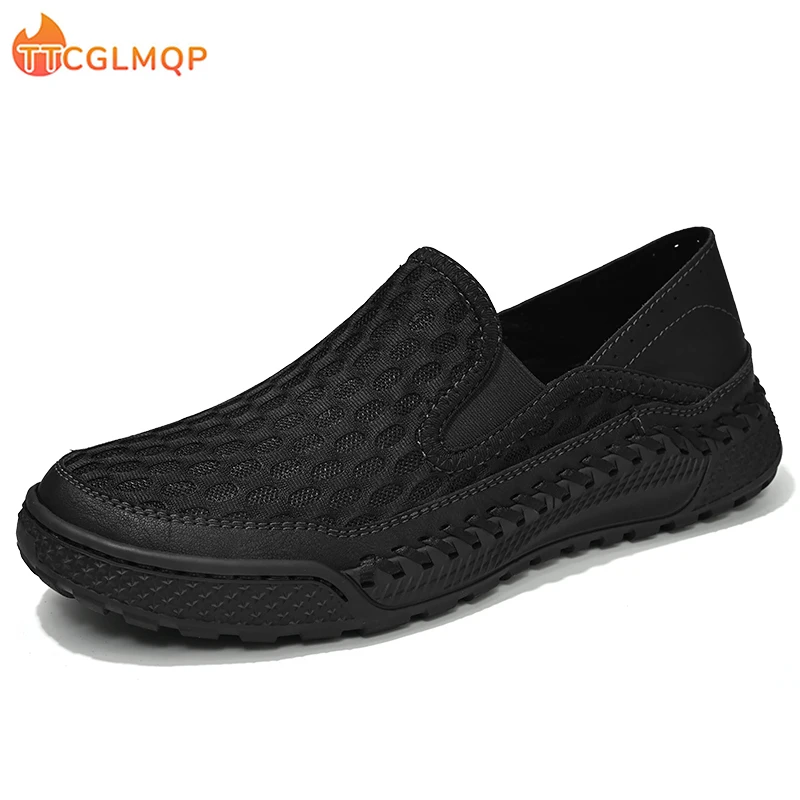 New Men Casual Shoes Breathable Mesh Shoes Designer Sneakers Soft Flat Men Sneakers Luxury Men Loafers Comfortable Driving Shoes