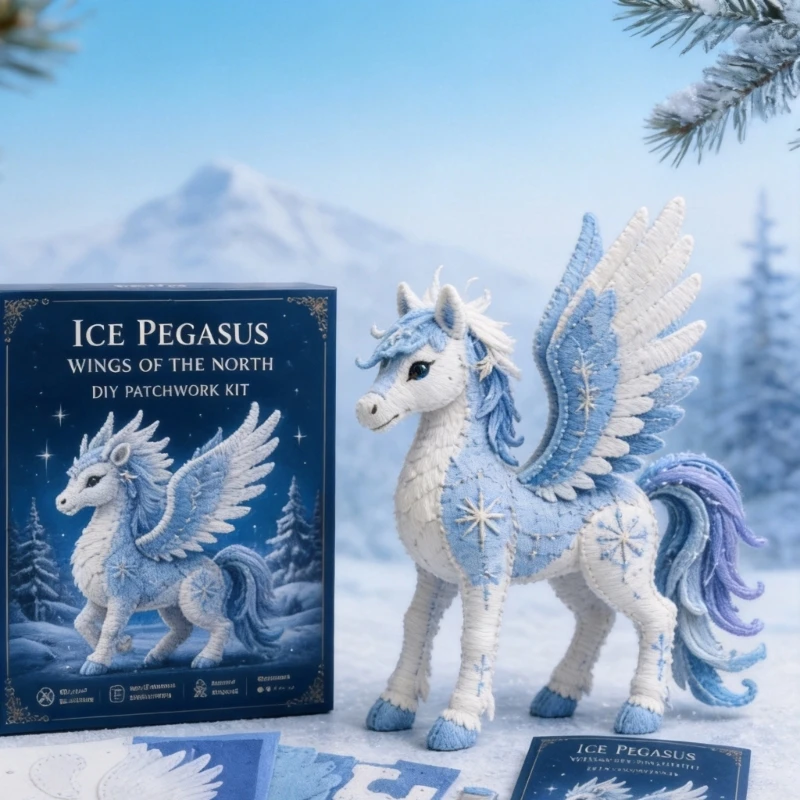 77HD Arctics DIY Patchwork Craft Kits with Soft Fabric Pieces and Display Figure for Kids Family Projects and Gift Giving