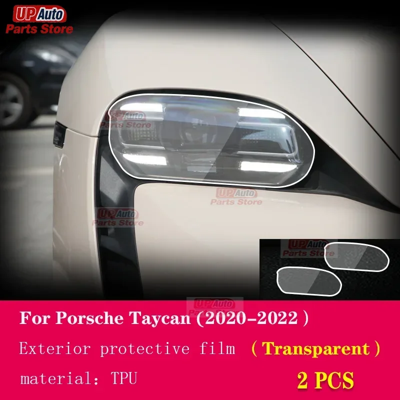 

2 шт. защитная пленка для фар автомобиля, восстановление фар, прозрачная черная наклейка из ТПУ для Porsche Taycan 2020-2023, аксессуары
