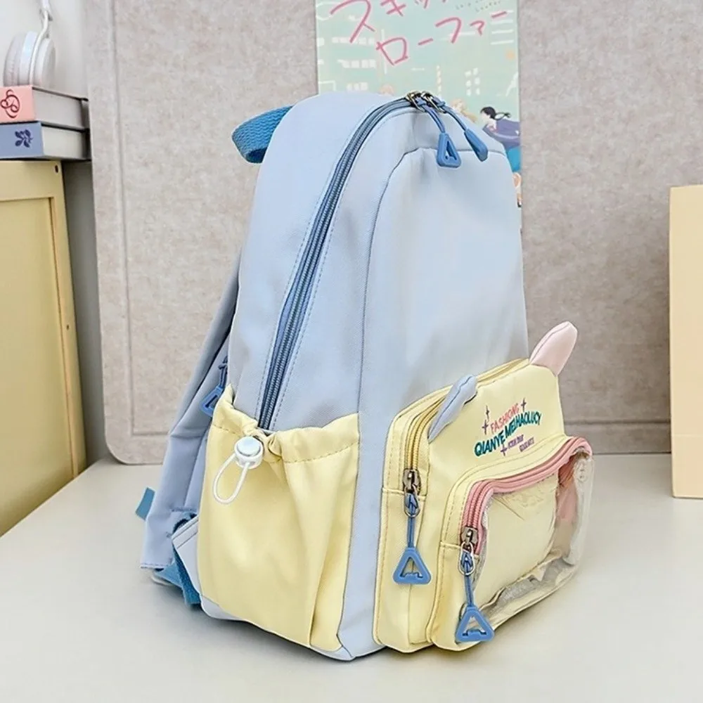 جيوب متعددة شفافة جيب حقيبة الظهر النايلون اللون مطابقة حقيبة مدرسية الطالب حقيبة الكتف البلاستيكية سعة كبيرة Daypack