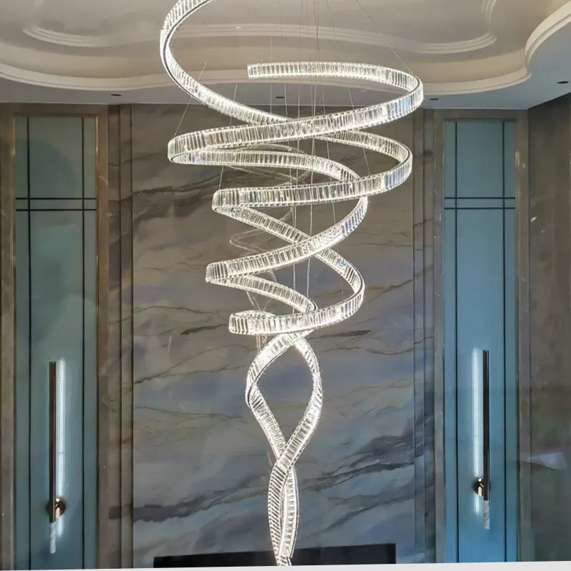 Villa Empty Living Room Chandelier Designer Light Luxury Art Stairwell Duplex Atmosphere Restaurant Crystal Hanging Lighting