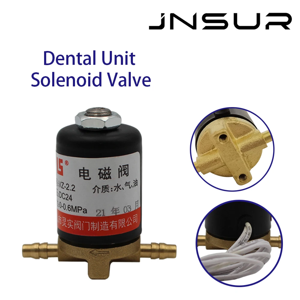 JNSUR Dental Unit Solenoid Valve DC/AC 24V 0-0.6MPa Dental Chair Electromagnetic Valve Dental Lab Supply Dentist Equipment Parts