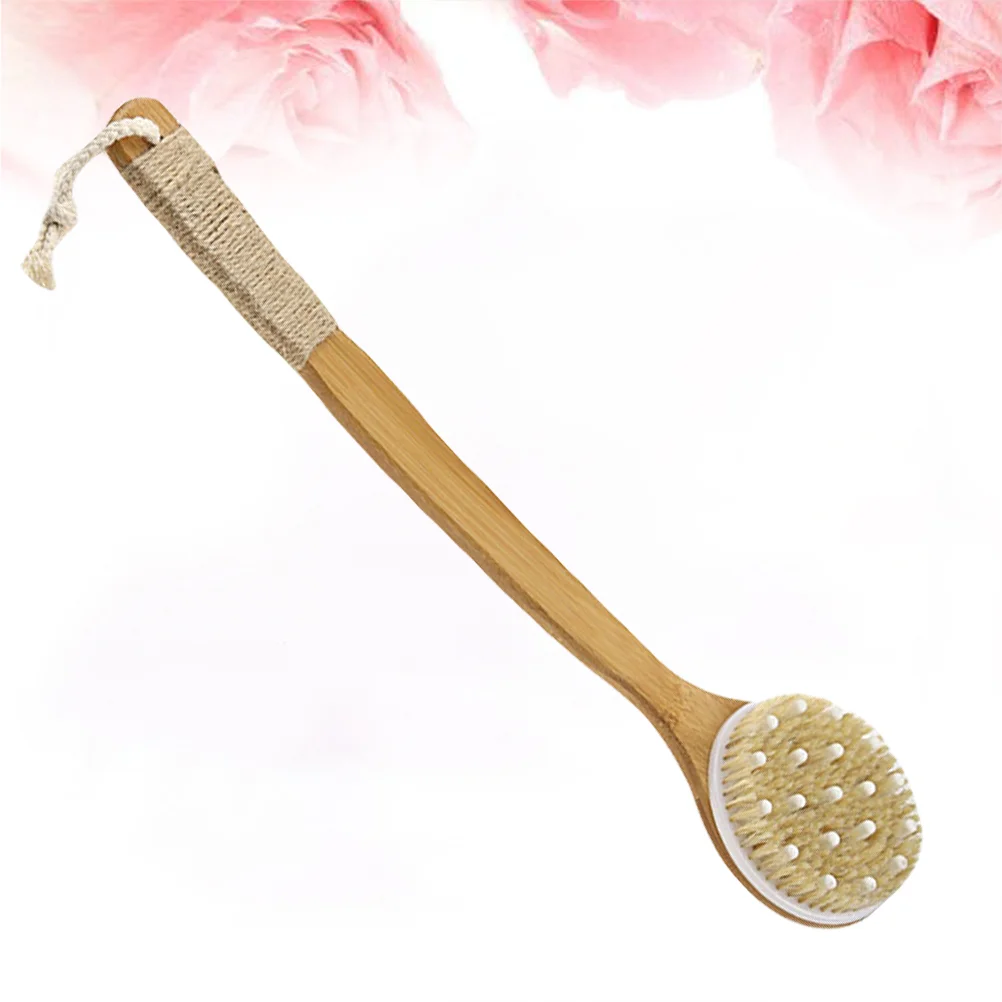 1pc Bristle Bathing Brush Anti-slip Long Handle Scrubber Body Exfoliator Back Massage Brush for Men Women (47cm) (Random Style)