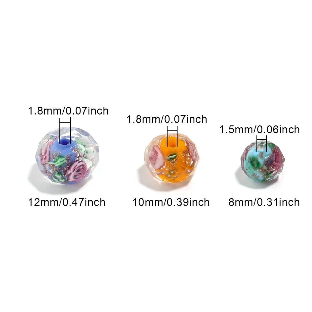 10pcs 8/10/12mm Large Murano Transparent Glass Lampwork Beads for Jewelry Making Women Diy Bracelet Flower Rondelle Faceted Bead