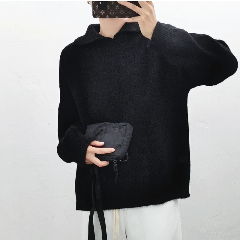 

Loose Knitted Pure Color Design Sense Turn-down Collar Open Cardigan Sweater Women's Faion Autumn New Sle Korean Simple S...