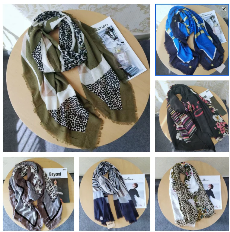 Foreign Trade Italy liu.jo Fashion Shading Tourism Photography Printing Embroidery Decoration Popular Scarf