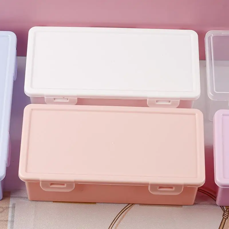 New！Clear Colorful Pencil Box Large Capacity Plastic Organizer Storage Boxes For School Bulk Stackable Design Office Supplies