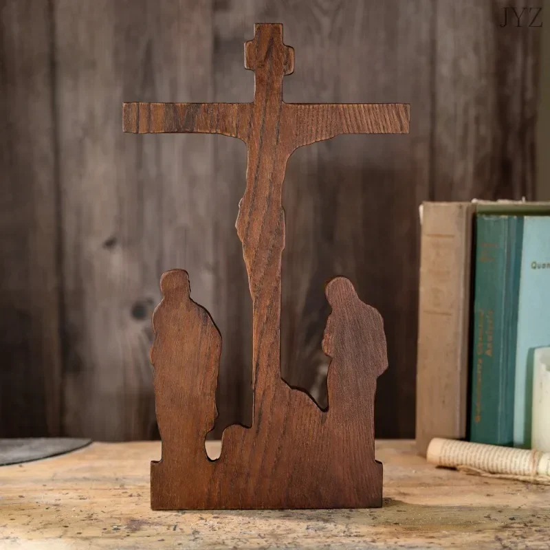 High Quality Vintage Crosses Jesus Wood Crafts ,Desktop Icon wall hanging Ornaments