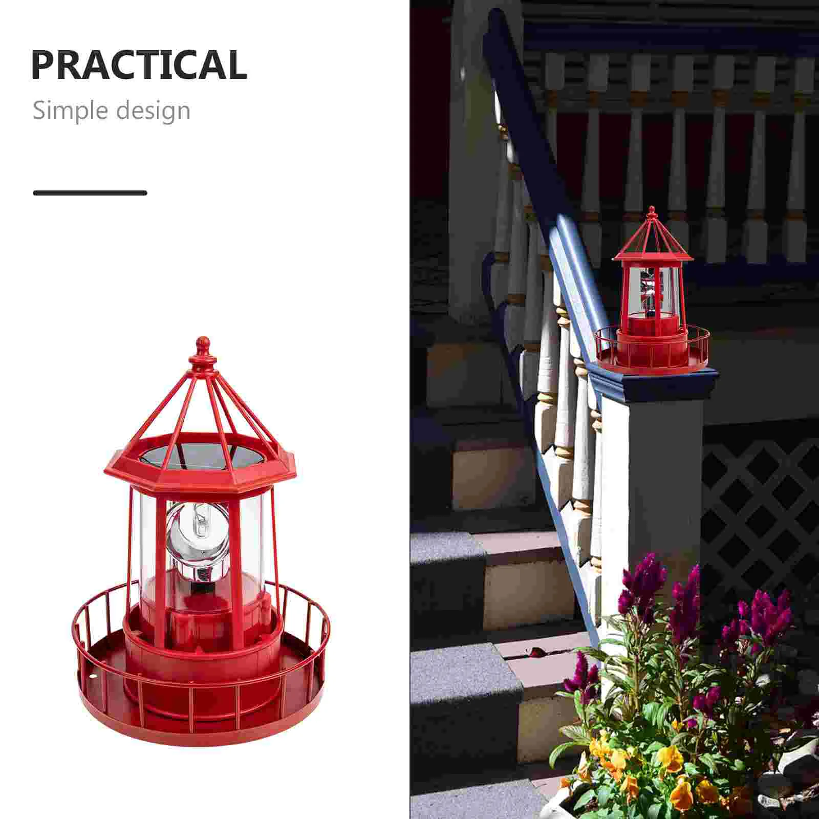 Lighthouse Solar Garden Lamp Rotating Light Led Outdoor Beacon Decorative Landscape Lights Decor Tower Statue Nautical Yard