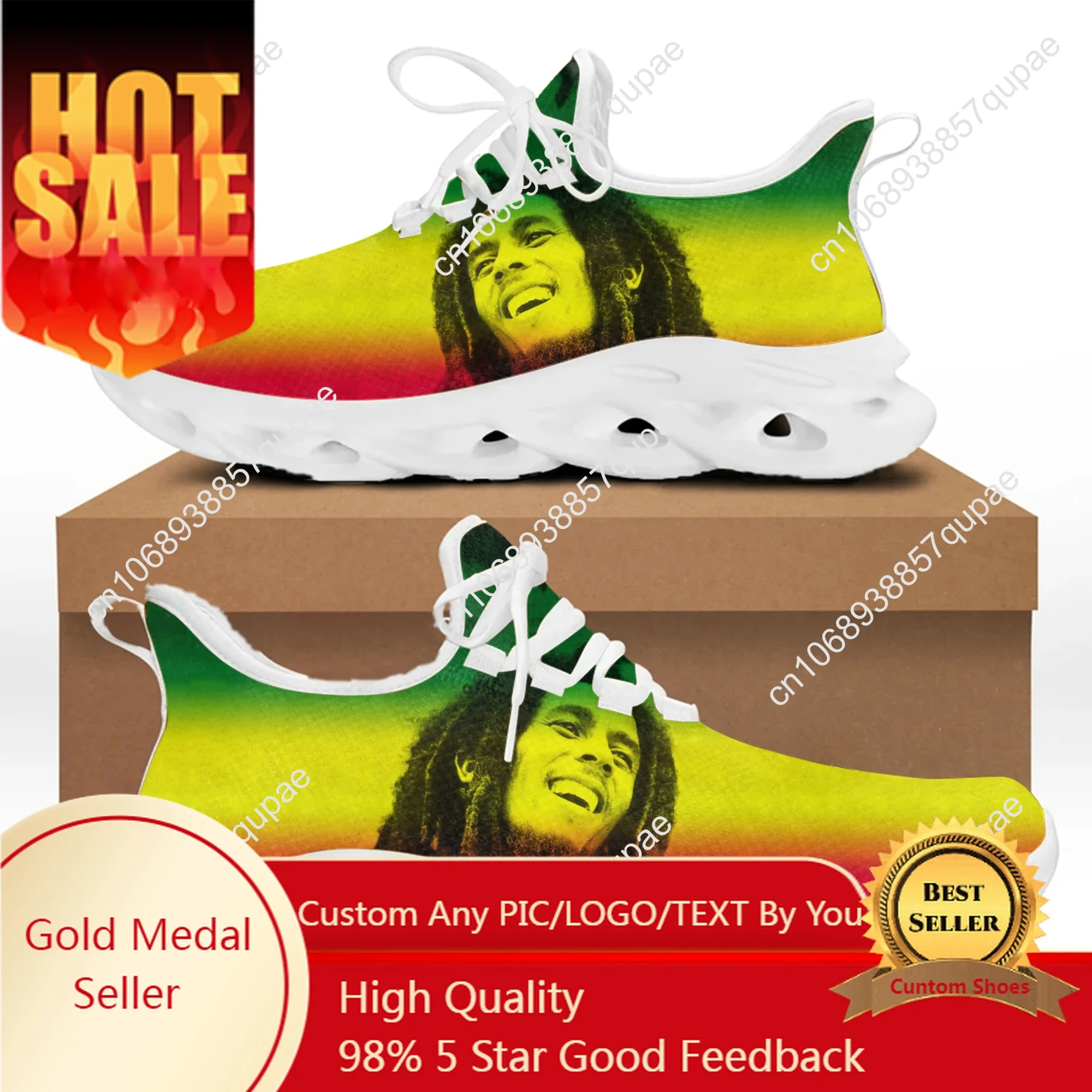 

Bob Marley Reggae Rasta Music Singer Flats Sneakers Mens Womens Sports Running Shoes High Quality DIY Sneaker Custom Made Shoe