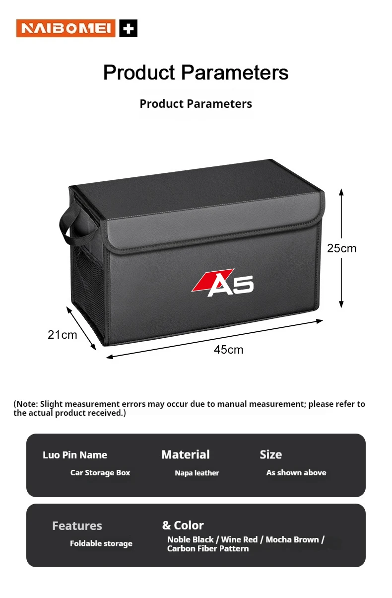 Auto-Kofferraum-Aufbewahrungsbox, Für AUDI A5 8ta F5a f5f 2016-2025 Tragbare Faltbare Großraumige Auto-Organizer Innenausstattung – Detail 9