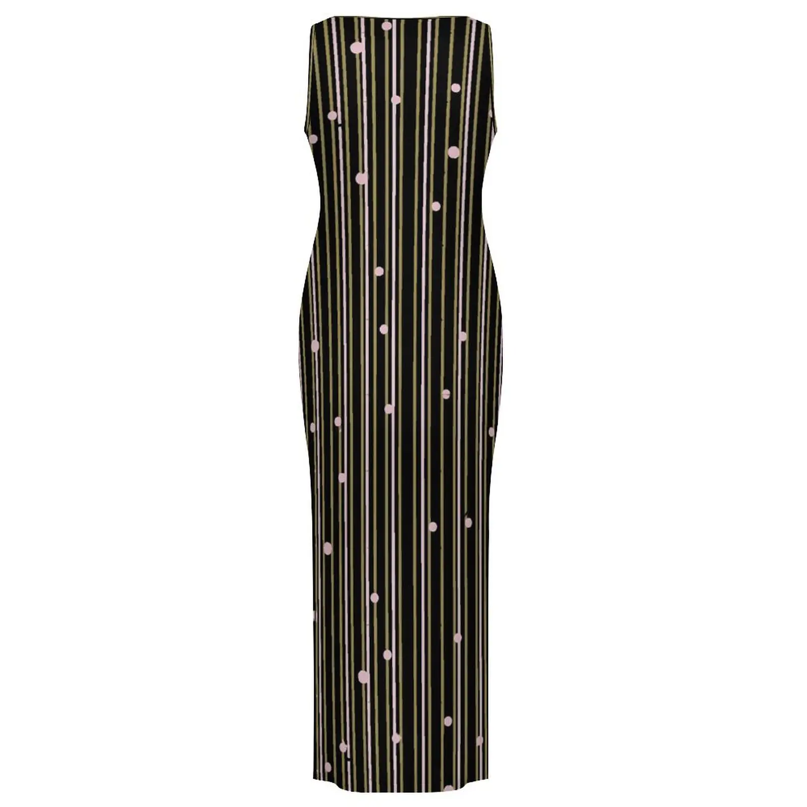 Damska sukienka bodycon w stylu vintage w paski i kropki, długa sukienka maxi na lato, czarne paski, bez rękawów, styl uliczny, rozmiary 2XL 3XL 4XL