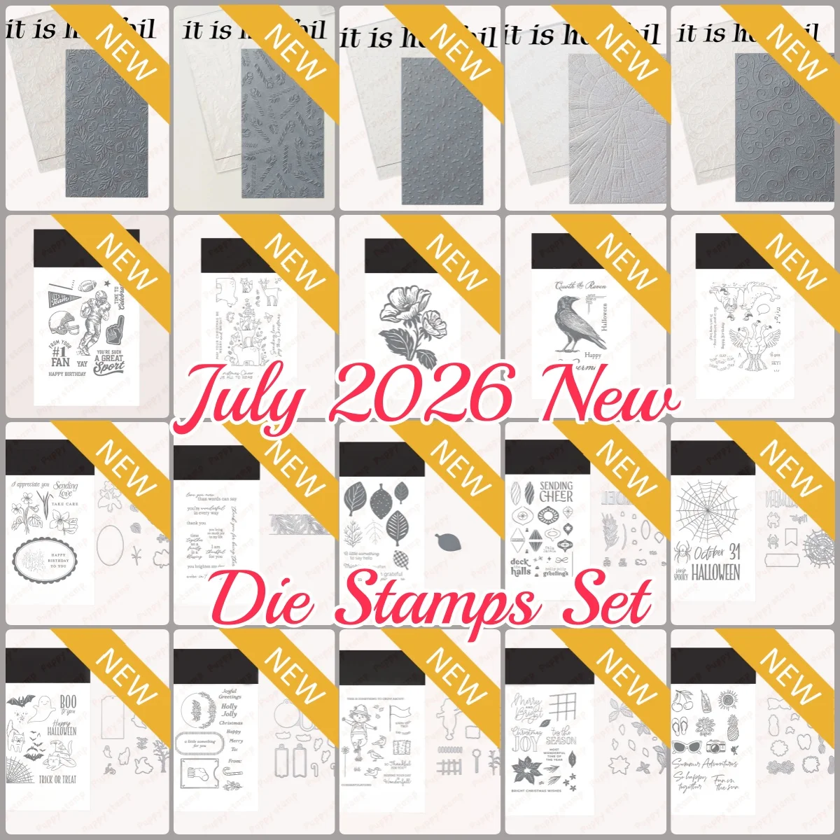 Nouveauté Juillet 2026 : Tampons transparents, matrices de découpe métalliques, pochoirs et feuilles à chaud à motifs Football Fantôme, Noël, Halloween pour scrapbooking, loisirs créatifs et cartes