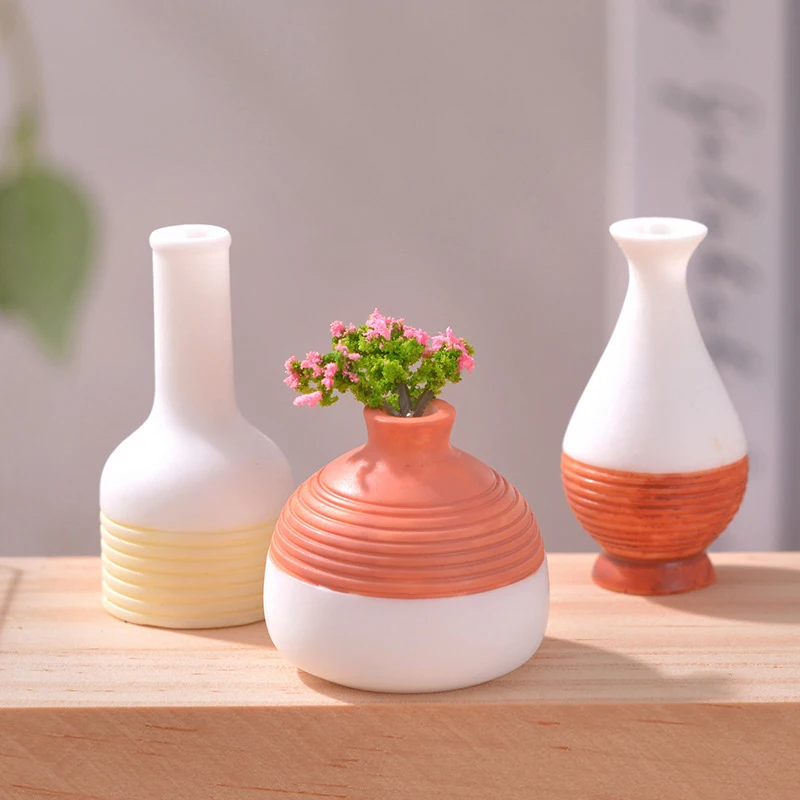 Dollhouse Miniature Flower Vase Flowerpot Simulation Vase Pot Home Model Decor Toy Doll House Accessories