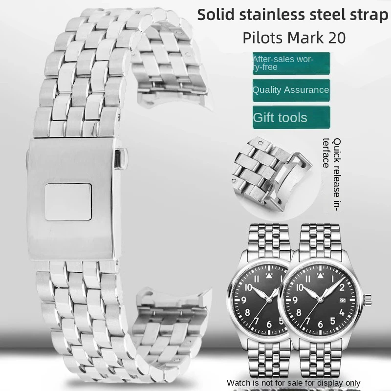 

Quick release bracelet watch strap Mark 20 IW328204 IW328206 watch band 20mm replacement stainless steel strap for IWC pilots