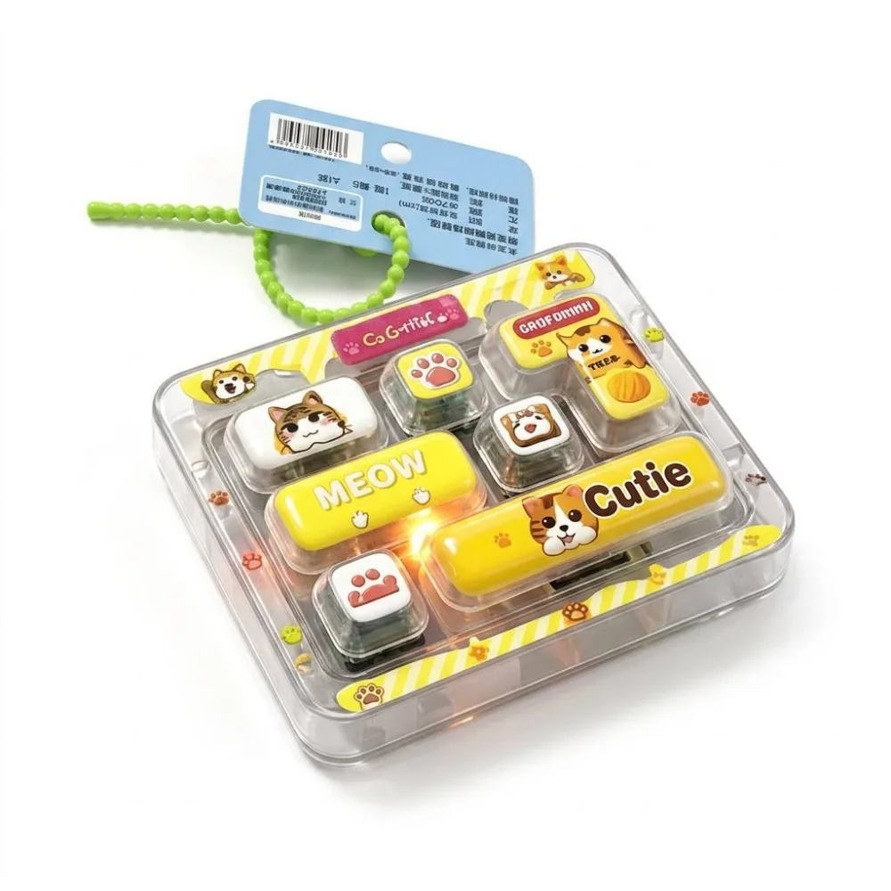 7-Key Decompression Button Cute Design Simulation Keyboard Mini Keyboard Pendant Transparent Dual-Tone With lights