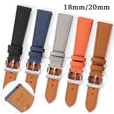 Correa de cuero para reloj, pulsera de liberación rápida para DW, seiko, Huawei, GT2, GT3, Garmin, 18mm y 20mm