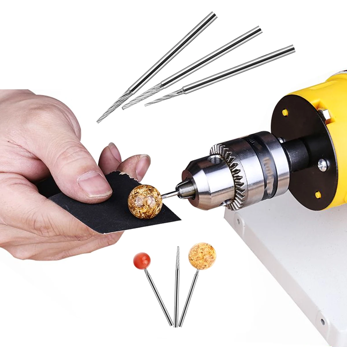 

3pcs Double Grain Fixed Rod Durable Metal Shaft for Bead Polishing Grinding Carving Tools Safe Reliable 125Characters