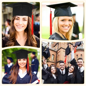 Akademischer Hut mit Fransen, Kopfbedeckung für die Erinnerung an das Fitnessstudio, Cosplay -Kappen, Charm -Ornament, DIY, Hut -Abschluss, Schulleitervorräte Haupthalleverkauf von Abschluss - №1