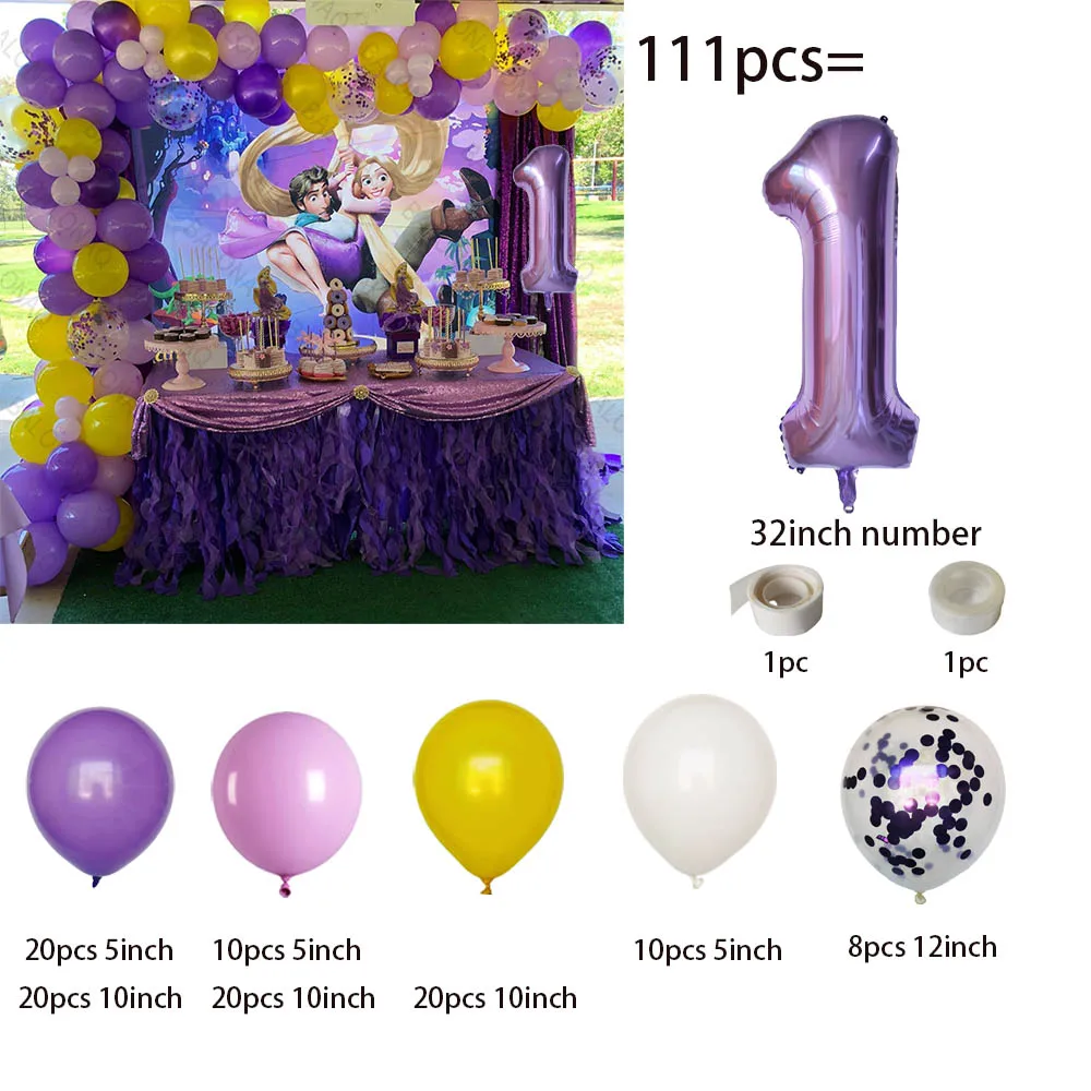 1set Tangled Balloon Girl Birthday Party Supply Gift Home Decor Rapunzel Purple Latex Ballon Baby Shower Wedding Decoration