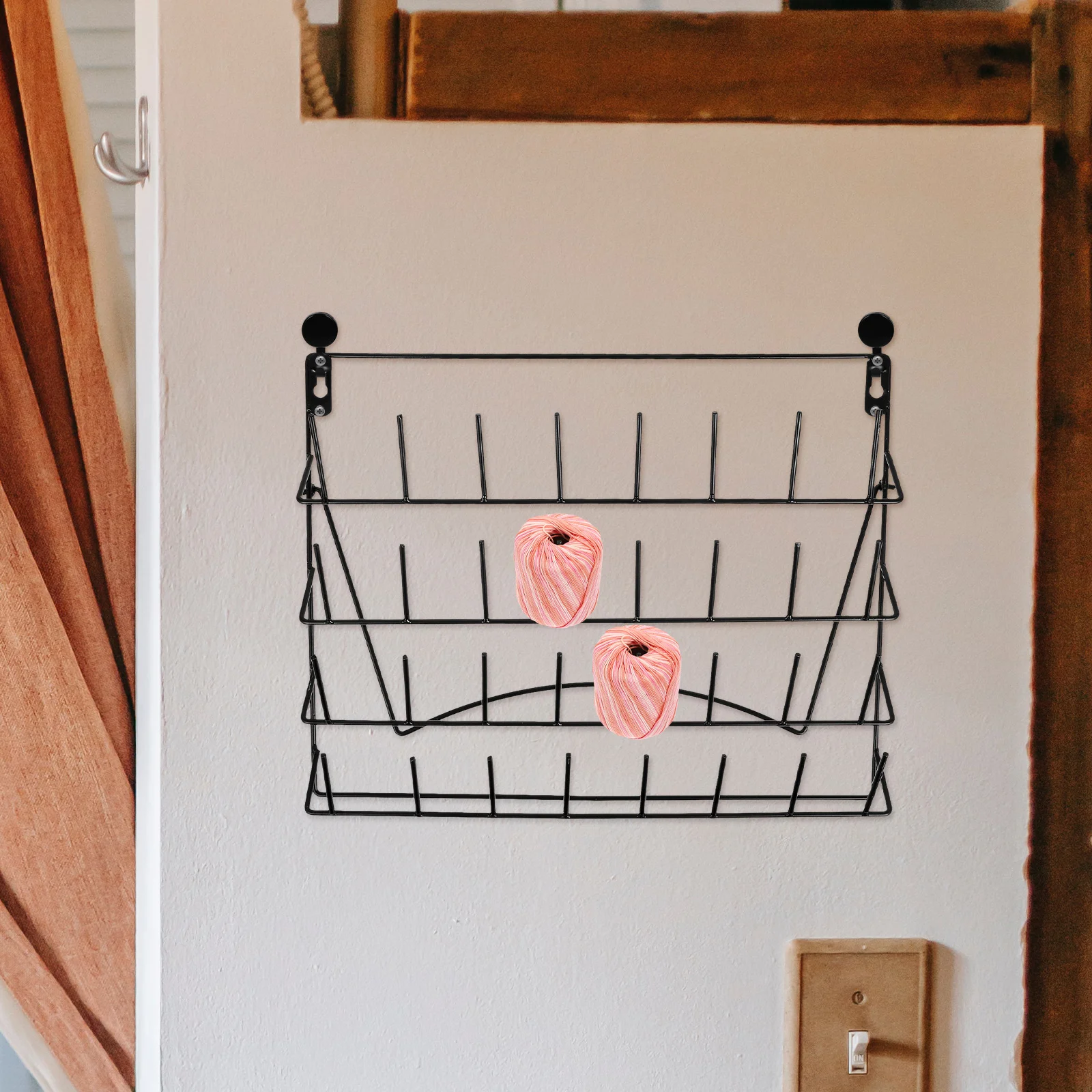 Wall Storage Hanging Organizer Basket Wall-mounted Black Iron Pegboard For Lab Glassware Large Capacity Straw Pegboard