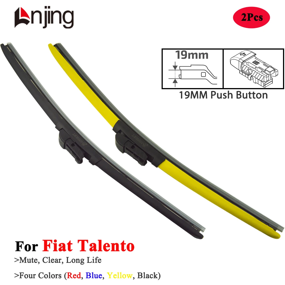 

LNJING Colorful Hybrid Wiper Blades For Fiat Talento 296 2016 2017 2018 2019 2020 2021 Car Accessories Yellow Windshield Wipers