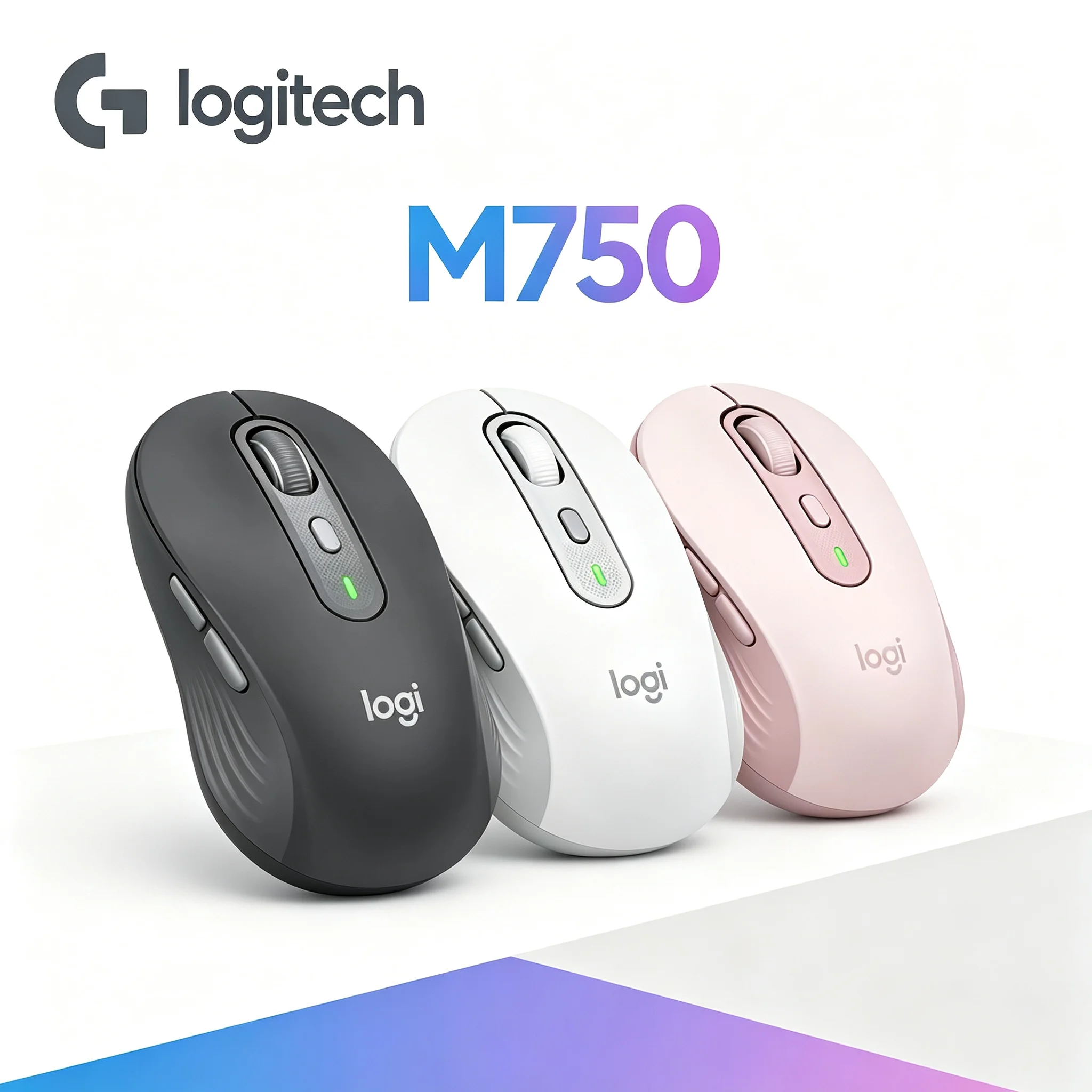 Noise‑Reduced Logitech M750 SilentTouch Wireless Mice,Max 4000 DPI Adjustment,Dual Connection For Home Office Laptop Desktop Com