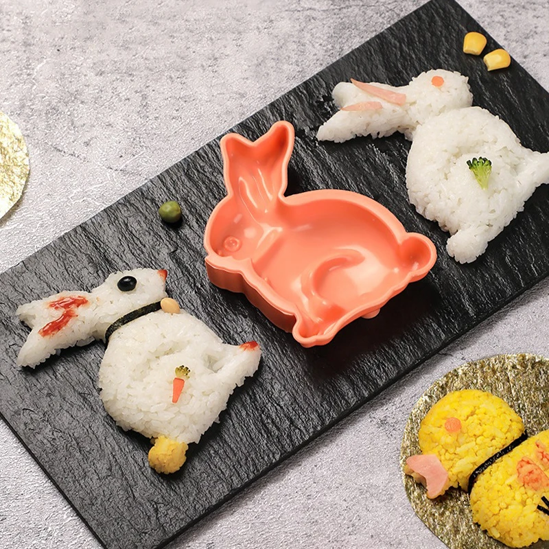 1/4Pcs Sushi Mold Maker Sushi Making Kit Cartoon Small Animals Onigiri Rice Ball Mold Kid Packed Lunch Kitchen Tools Accessories