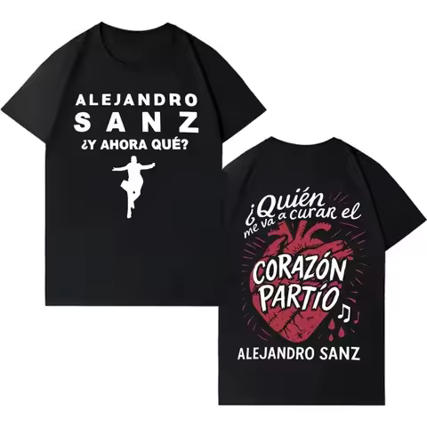 Singer Alejandro Sanz 2026 Fashion Printed Short Sleeve T-Shirt Unisex Hip Hop Punk Casual Y2K Cotton Clothing Fan Gift
