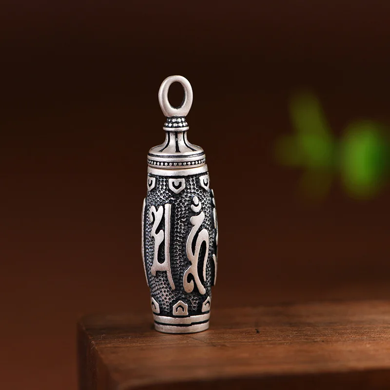 New S925 Sterling Silver Jewelry Retro Personality Six Character Mantra Gawu Box Pendant Selected Gifts for Men and Women