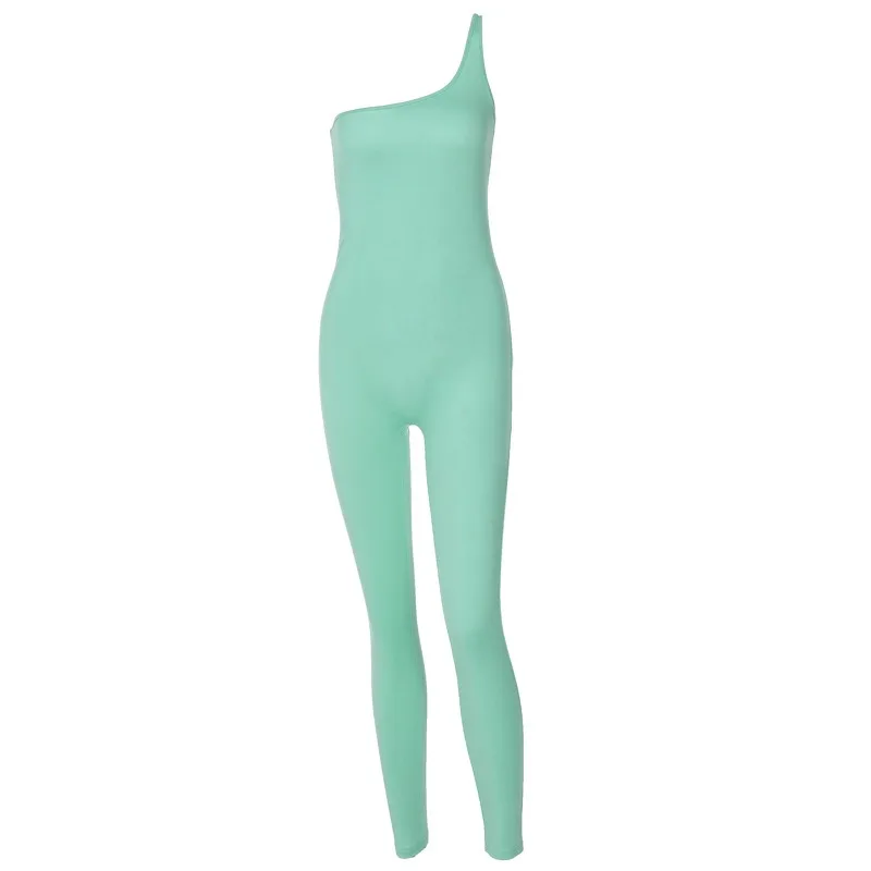 2024 Frühling Frauen neue solide One Shoulder Slim & Hip Lifting Sport Fitness Jumps uit weibliche Mode dünne Overalls mit hoher Taille