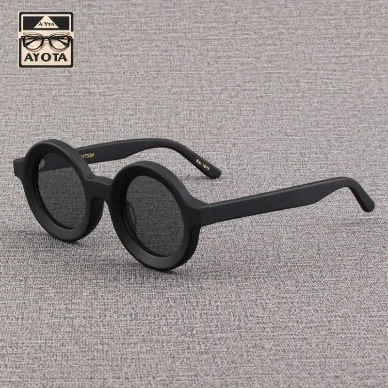 New Acetate Sunglasses for Women Designer brand Round Thick Frame Matte Black Outdoor Handmade UV400 Polarized Men's SUNGLASSES