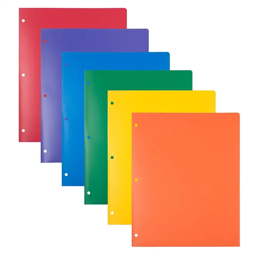 

Heavy Duty Assorted 3 Hole Punch Folders Multicolor, 6 per Pack