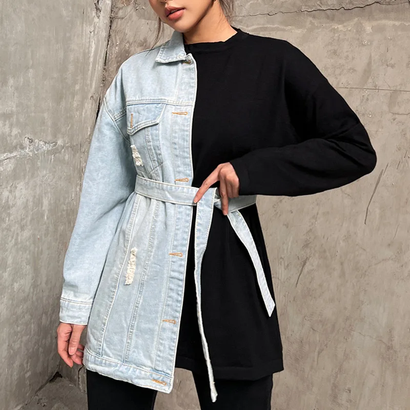 

2025 Summer New Korean Style Niche Fashion 's Top Asymmetrical Design Lace-Up Jacket for Women