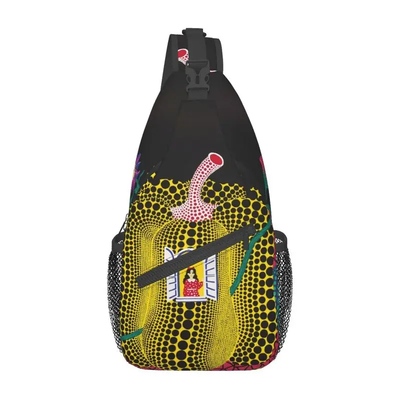 Yayoi Kusama Pintura Abstrata Sling Peito Bag, Mochila Crossbody de Ombro Personalizado para Homens, Ciclismo, Camping Daypack