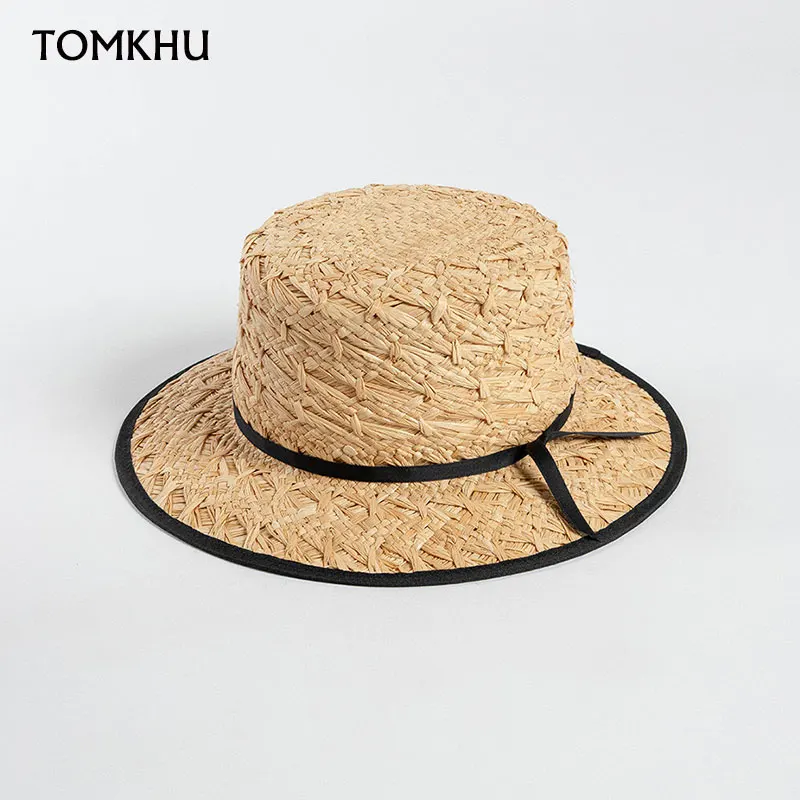 

New Fashion Flower Weaving Natural Raffia Straw Grass Wide Brim Sun Hat Leisure Bucket Hats Women Elegant Outdoor Sunscreen Ca