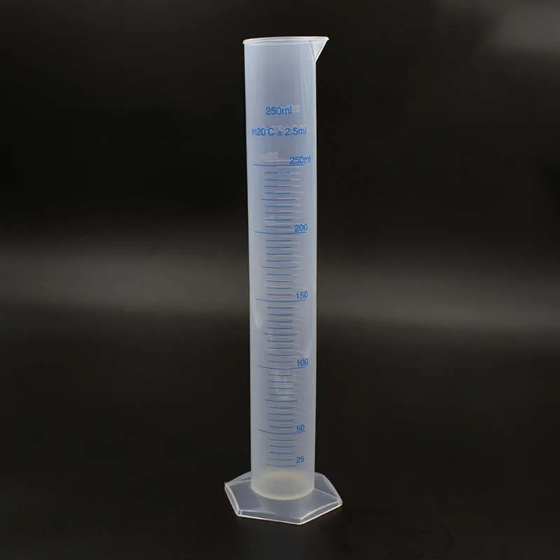 1Pc 250ml Plastic Measuring Cylinder Thicked PP material Chemistry laboratory Equipment Graduated Cylinder for School Lab Supply