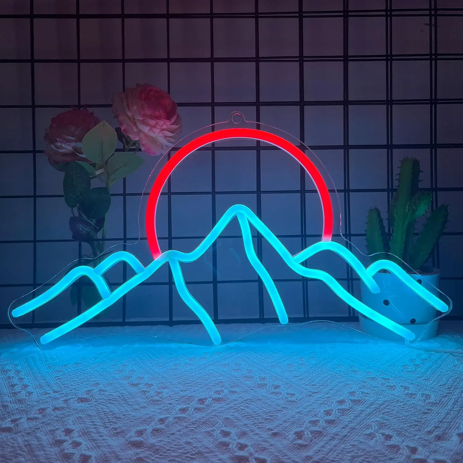 Sunrise Ice Mountain Neon Sign Wall Decor Sun Sunset LED Light Bedroom Room Hotel Partner Company Studio Sushi Japanese Japan