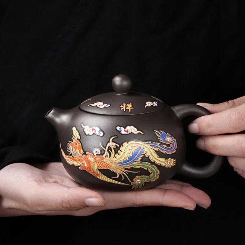 Vintage Chinese Style Color-changing Purple Clay Teapot Anti-Scald Handle Tea Brewer Tea Set Teapot Ceramics and Pottery Tea Cup