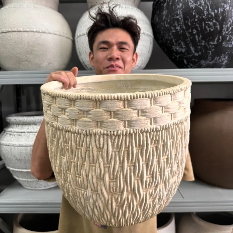Large diameter hotel flower pot Liuquan maple antique flower pot South French style middle ancient style advanced magnesium mud