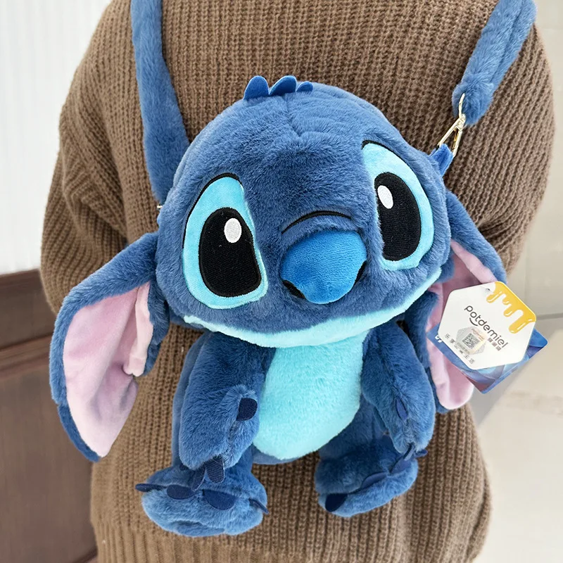 กระเป๋าเป้ตุ๊กตาดิสนีย์ Lio & Stitch การ์ตูนของแท้ใหม่กระเป๋าเป้สะพายหลังตุ๊กตาน่ารักอะนิเมะแบบพกพากระเป๋าสะพายไหล่ kado ulang tahun เด็กผู้หญิง