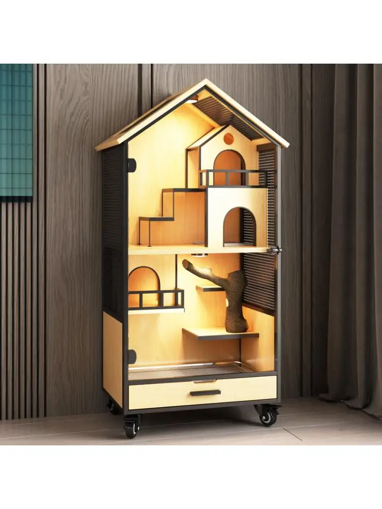 

High-End Small Pet House, Chinchilla Solid Wood Cage, Luxury Villa, Wooden House, Squirrel Honey Kangaroo Special Cage