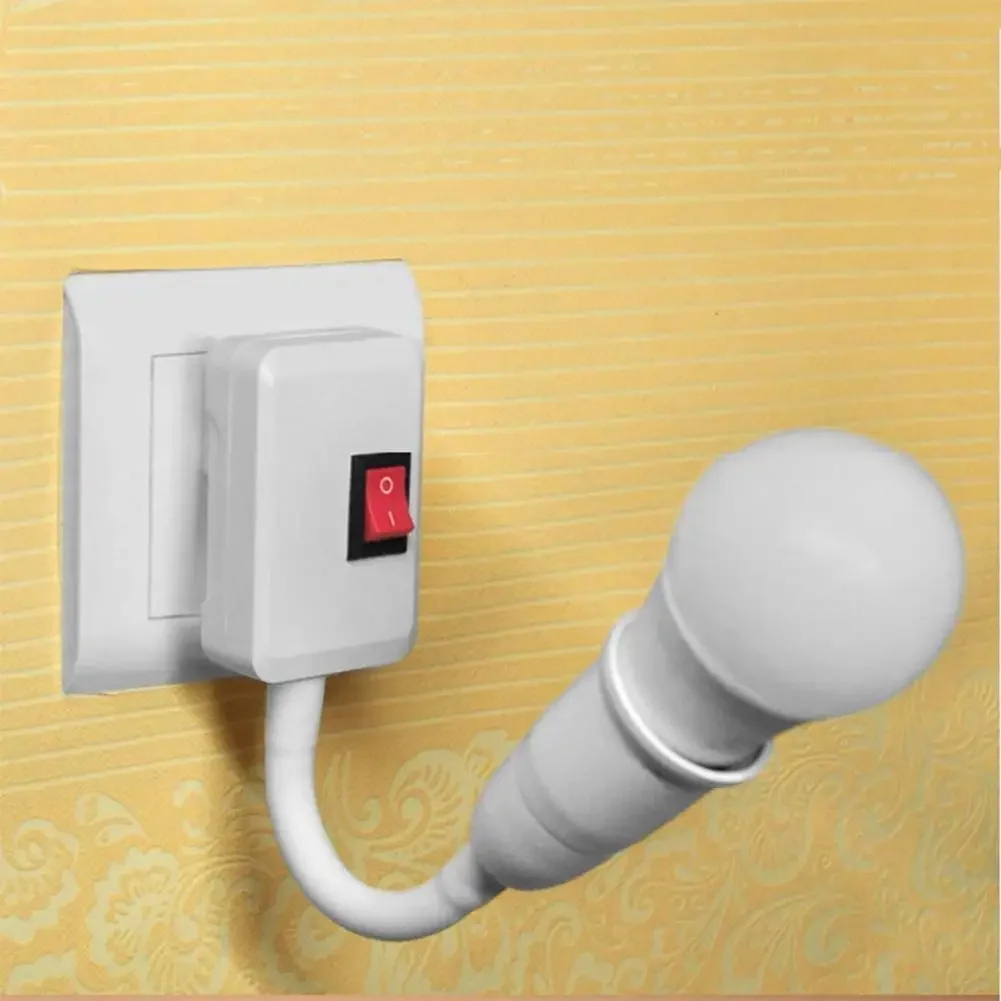 Stainless Steel E27 Lamp Base Flexible Bend Mobile Test Light Socket Light Adapter Plug Switch Wholesale
