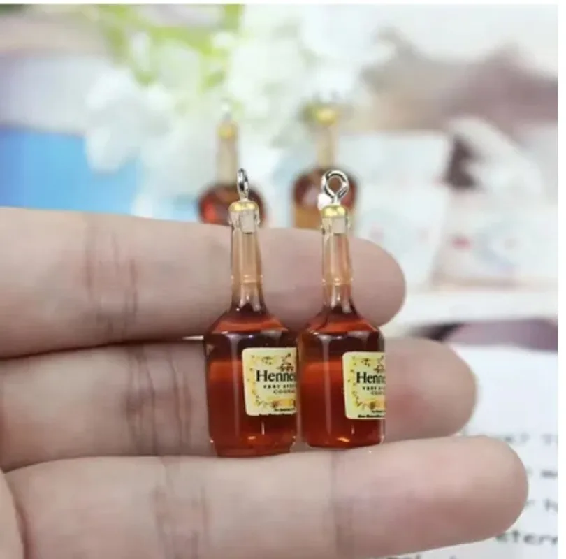 10Pcs 3D Simulation Alcohol Bottle Resin Charms Mini Drink Pendants DIY Jewelry Findings for Earrings Keychains Accessories